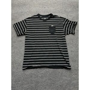 Nike Men's Shorts Sleeve Shirt Striped White and Black Size Xl Pocket Tee